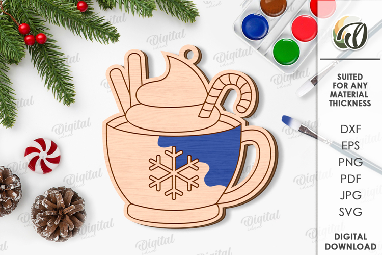Paintable Christmas ornament Laser Cut. Christmas Decor SVG