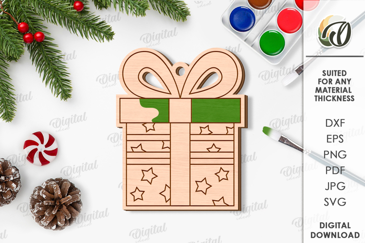 Paintable Christmas ornament Laser Cut. Christmas Decor SVG