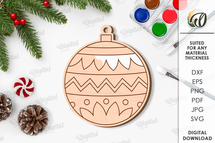 Paintable Christmas ornament Laser Cut. Christmas Decor SVG