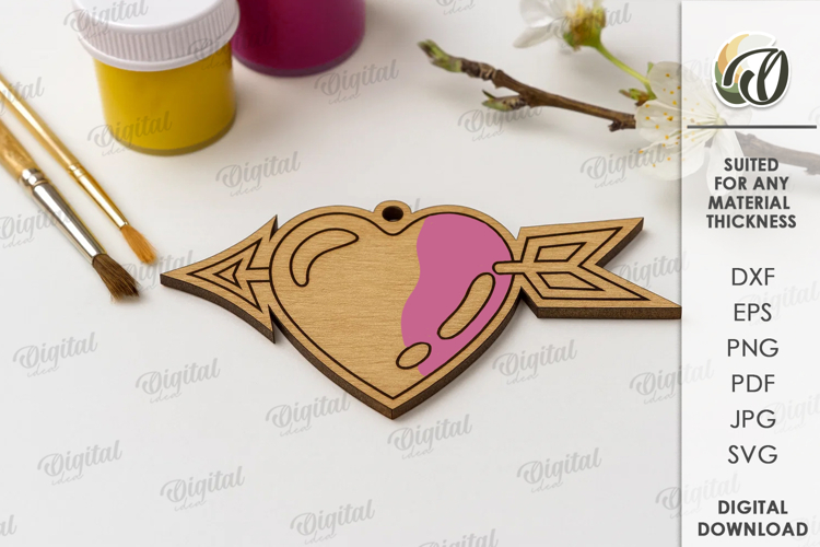 Valentines Day Paintable Ornament Laser Cut. Valentine SVG