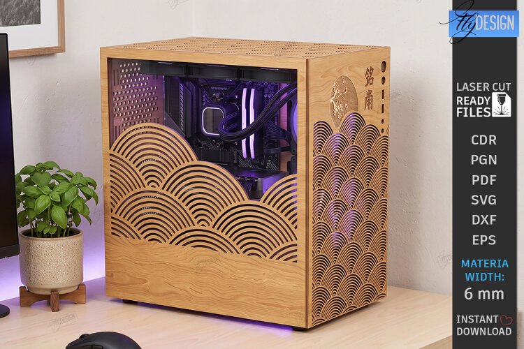 3D Decorative Wooden PC Case Cover Laser Cut | PC Accessory example image 1