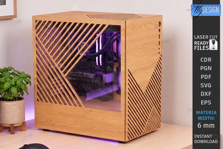 3D Decorative Wooden PC Case Cover Laser Cut | PC Accessory example image 1