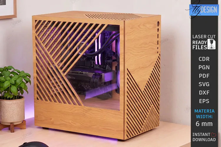 3D Decorative Wooden PC Case Cover Laser Cut | PC Accessory