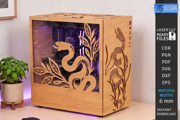 3D Decorative Wooden PC Case Cover Laser Cut | PC Accessory