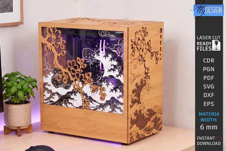 3D Decorative Wooden PC Case Cover Laser Cut | PC Accessory
