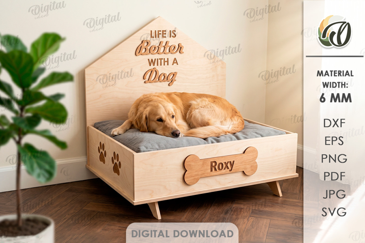 3D Dog Bed Laser Cut. Dog Furniture. Pet Lover SVG
