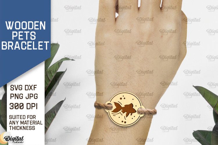 Wooden Pets Bracelet Laser Cut. Design With Pets SVG example image 1