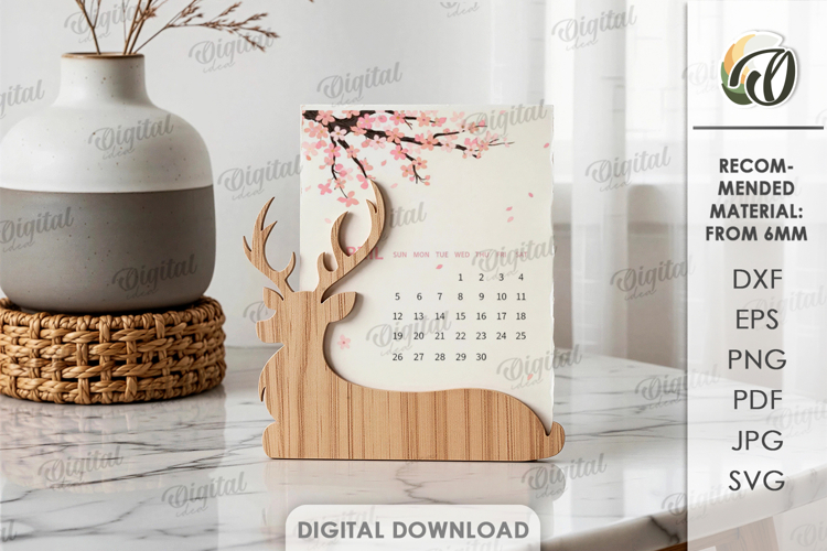 3D Photo Holder Laser Cut. Photo Stand. Deer SVG