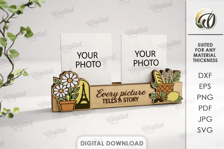 3D Photo Holder Laser Cut. Photo Stand SVG