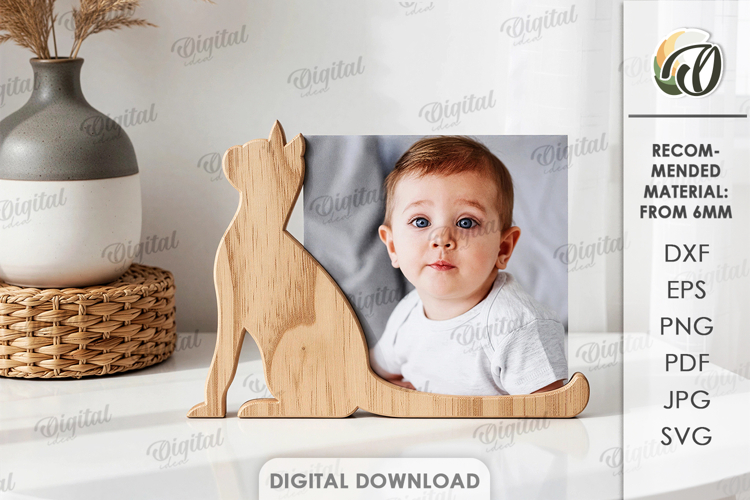 3D Photo Holder Laser Cut. Photo Stand. Cat SVG