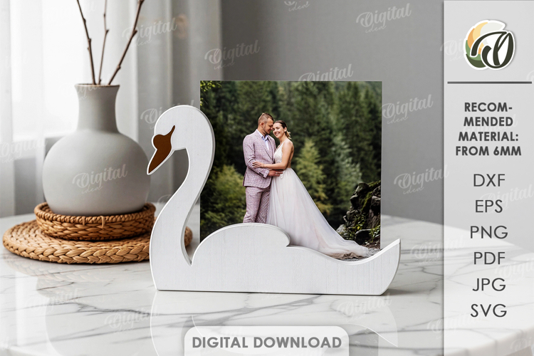 3D Photo Holder Laser Cut. Photo Stand. Swan SVG