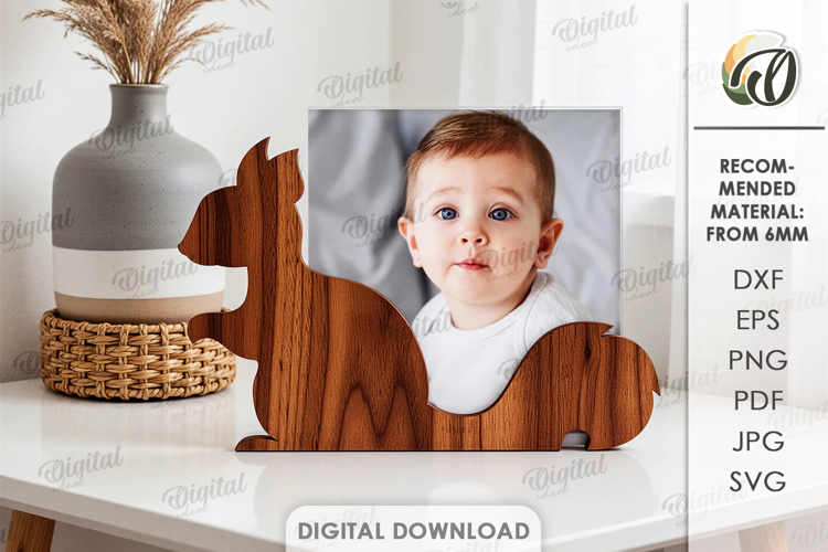3D Photo Holder Laser Cut. Photo Stand. Squirrel SVG