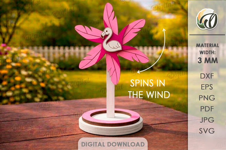 3D Pinwheel Laser Cut. Garden decor SVG. Wind spinner
