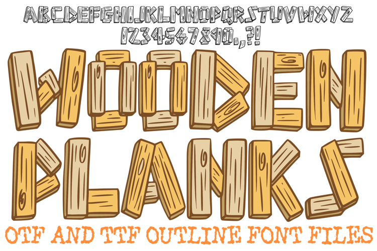 Wooden Planks Lettering Font Wood Texture ABC OTF Type