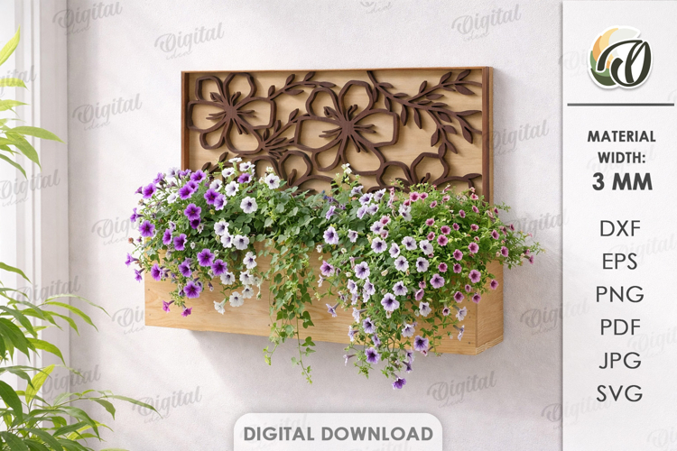 3D Planter Box Laser Cut. Hanging Planter SVG