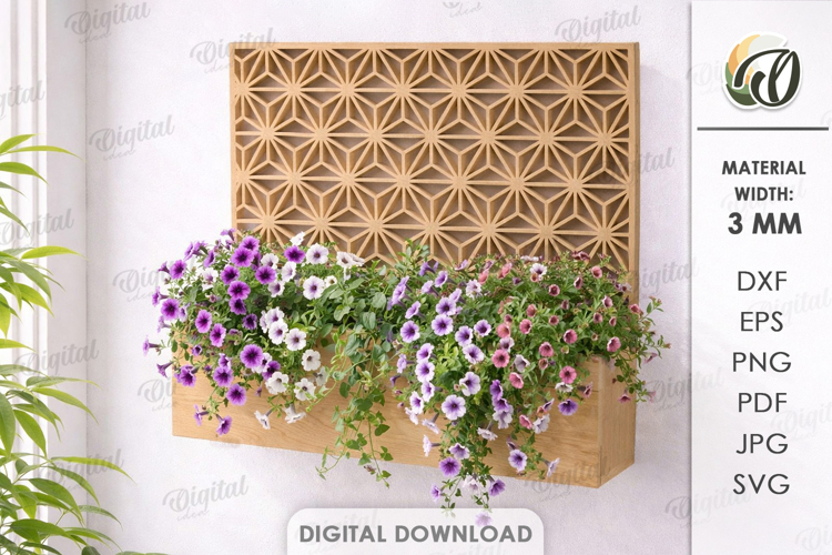 3D Planter Box Laser Cut. Hanging Planter SVG