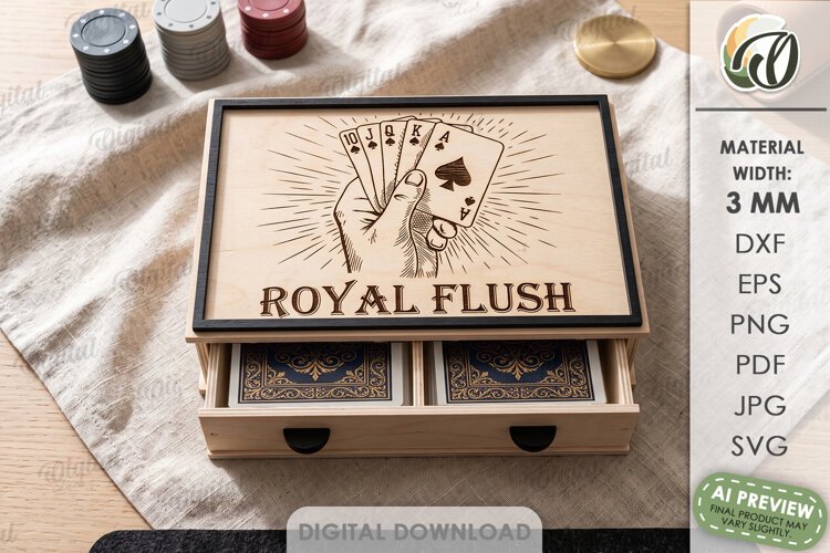 Playing Card Box Laser Cut. Playing Card Organizer SVG example image 1