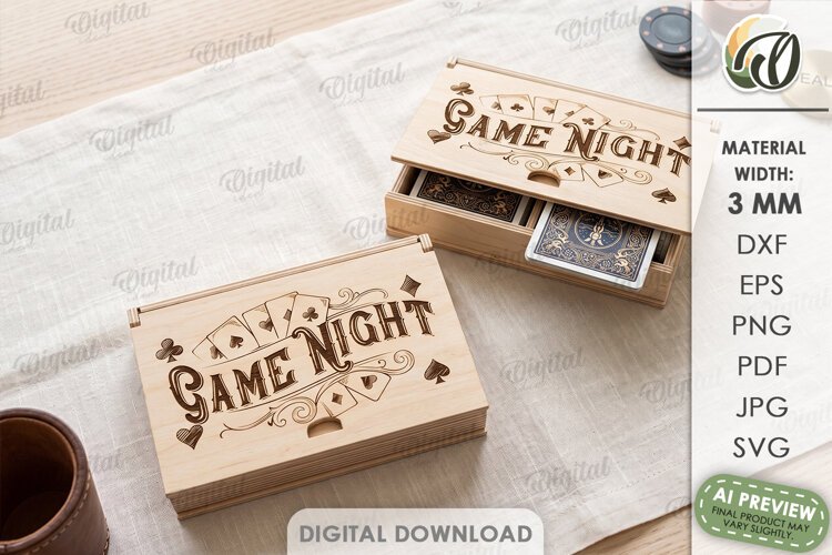Playing Card Box Laser Cut. Playing Card Organizer SVG example image 1
