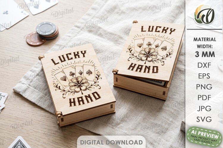 Playing Card Box Laser Cut. Playing Card Organizer SVG example image 1