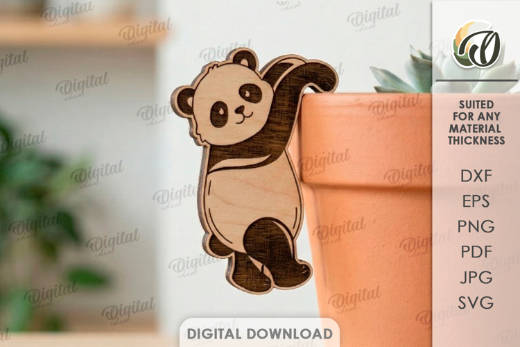 Plant Pot Decor Laser Cut. Plant Pot Hanger. Panda SVG