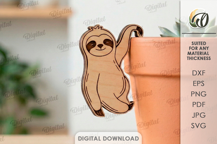 Plant Pot Decor Laser Cut. Plant Pot Hanger. Sloth SVG