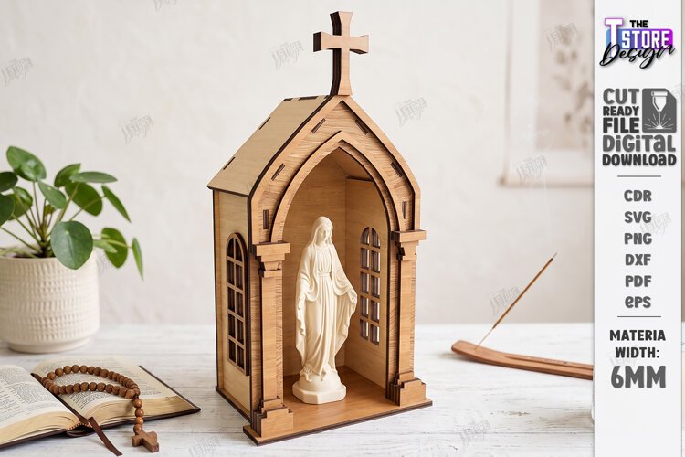 3D Layered Wooden Prayer Shrine Laser Cut | Display Stand example image 1