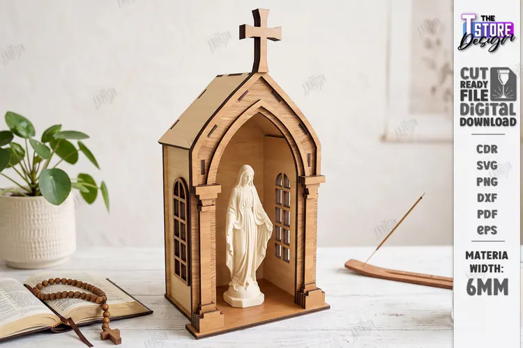 3D Layered Wooden Prayer Shrine Laser Cut | Display Stand