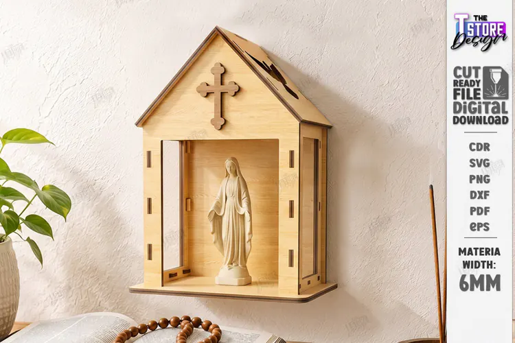 3D Layered Wooden Prayer Shrine Laser Cut | Display Stand