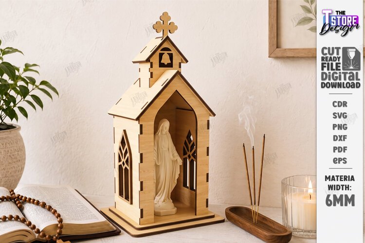 3D Layered Wooden Prayer Shrine Laser Cut | Display Stand example image 1