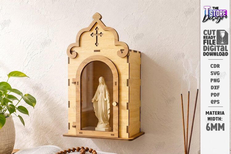 3D Layered Wooden Prayer Shrine Laser Cut | Display Stand example image 1