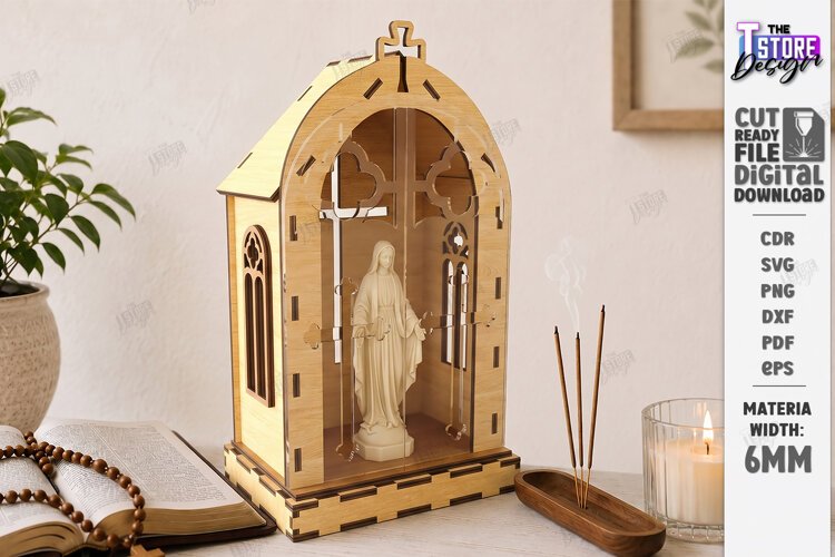 3D Layered Wooden Prayer Shrine Laser Cut | Display Stand example image 1
