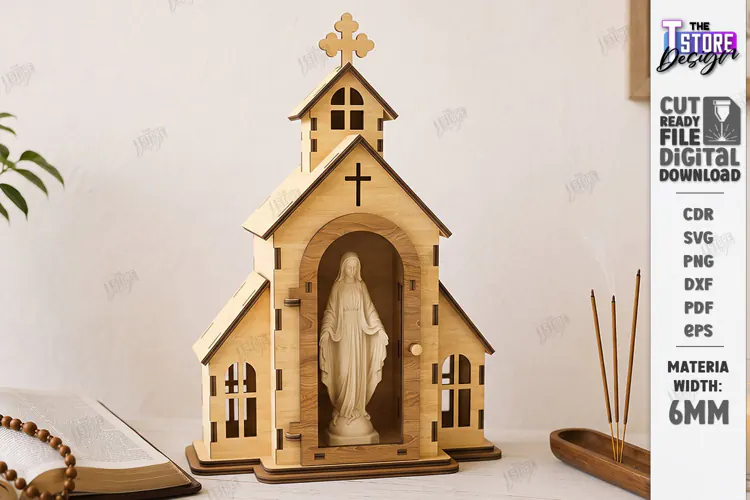 3D Layered Wooden Prayer Shrine Laser Cut | Display Stand