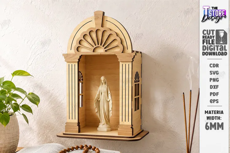 3D Layered Wooden Prayer Shrine Laser Cut | Display Stand