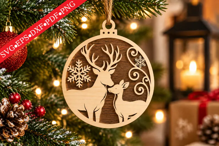 Wooden Reindeer Christmas Ornament