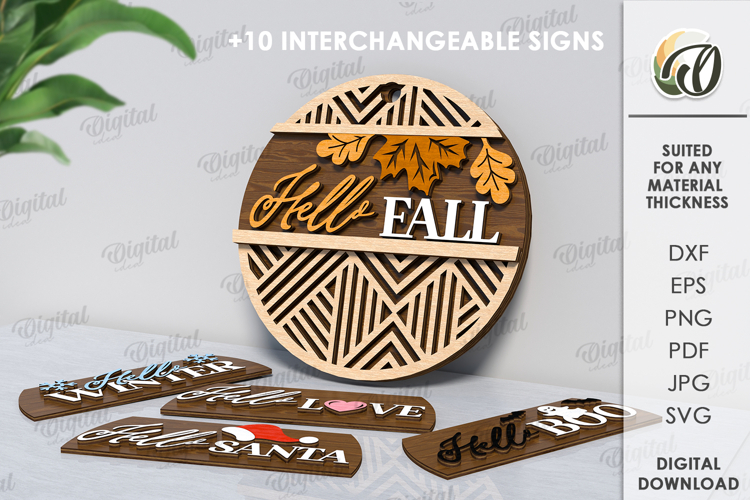 Wooden Replaceable Door Plaque Laser Cut. Wall decor SVG