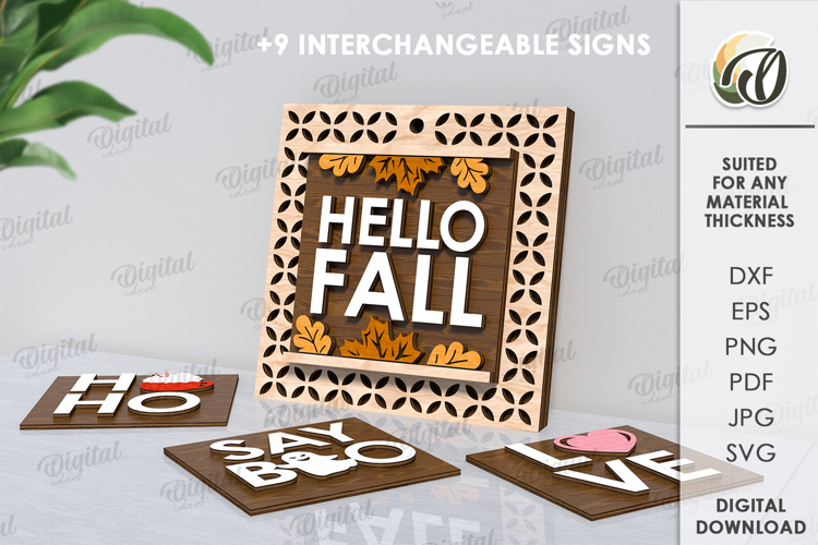 Wooden Replaceable Door Plaque Laser Cut. Wall decor SVG