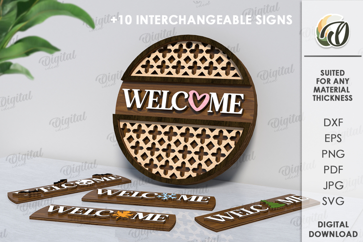 Wooden Replaceable Door Plaque Laser Cut. Wall decor SVG