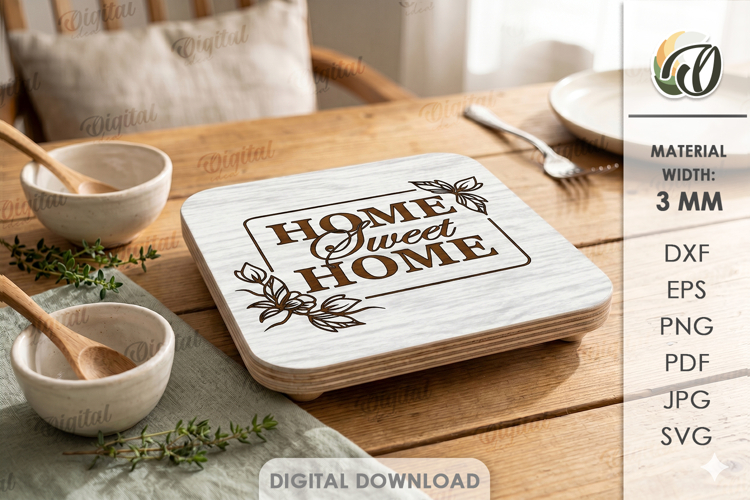 Riser Tray Laser Cut. Home Decor. Hot Pot Trivet SVG