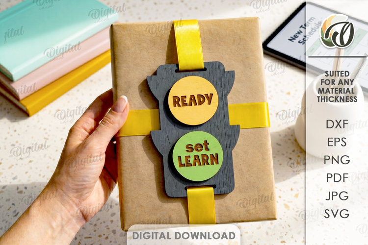 3D School Gift Tag Laser Cut. Present Tag SVG