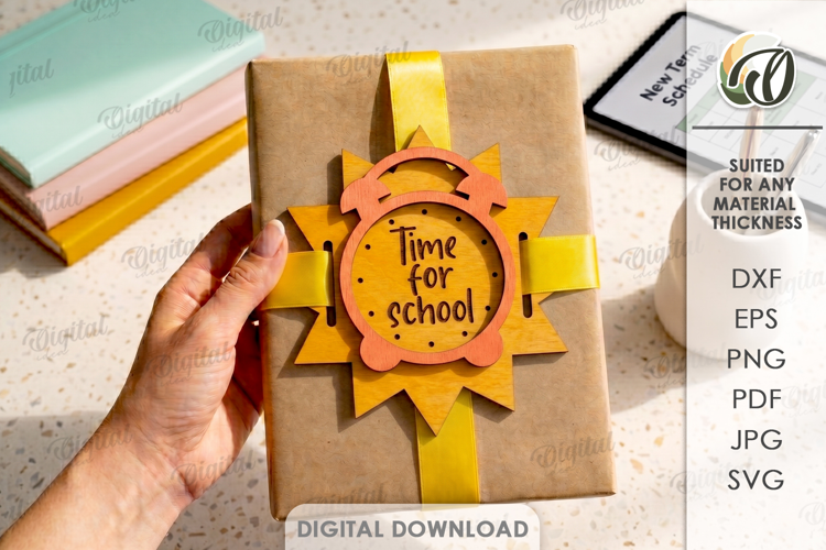 3D School Gift Tag Laser Cut. Present Tag SVG