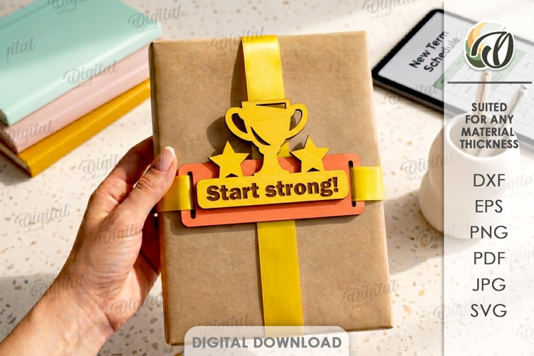 3D School Gift Tag Laser Cut. Present Tag SVG