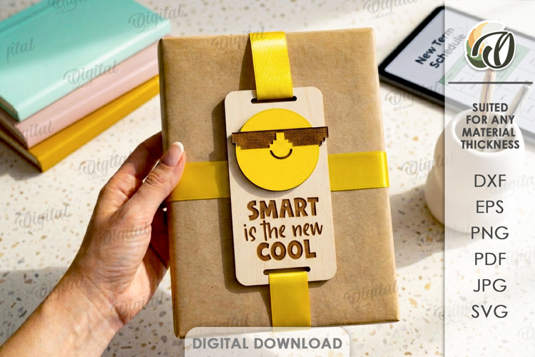 3D School Gift Tag Laser Cut. Present Tag SVG