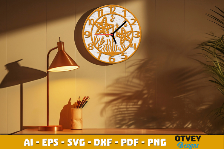 Wooden Sea Animals Wall Clock Lasercut