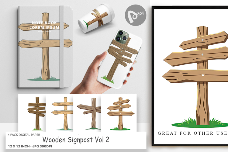 Digital Paper Wooden Sign