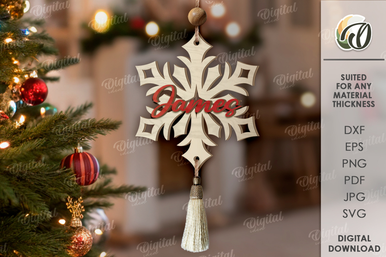 Snowflake Ornament Laser Cut. Christmas Decor SVG