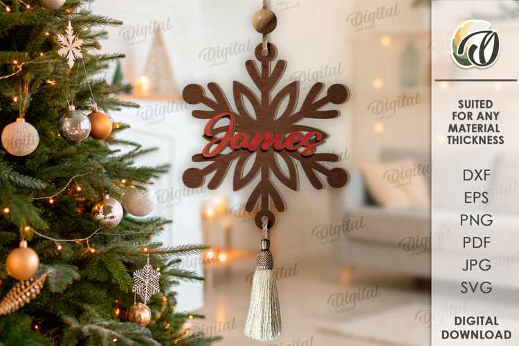 Snowflake Ornament Laser Cut. Christmas Decor SVG