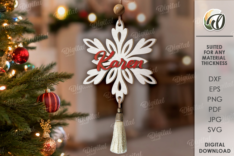 Snowflake Ornament Laser Cut. Christmas Decor SVG