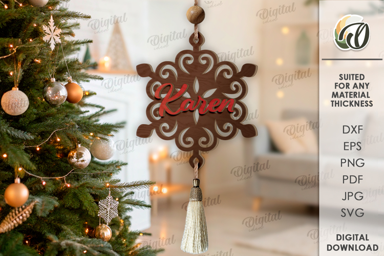Snowflake Ornament Laser Cut. Christmas Decor SVG