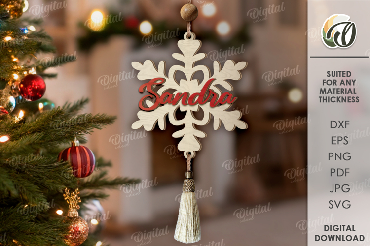Snowflake Ornament Laser Cut. Christmas Decor SVG