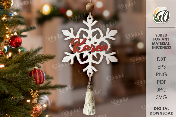 Snowflake Ornament Laser Cut. Christmas Decor SVG